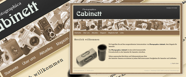 webdesign für das kameramagazin photographica cabinett
